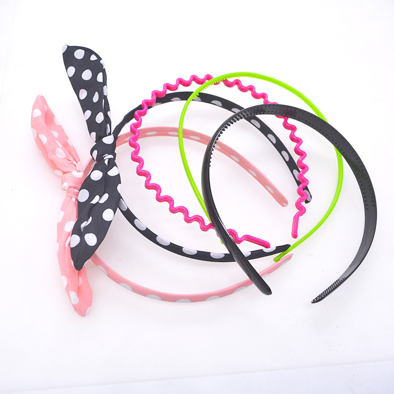 [X] 头箍 塑料发箍 糖果色可爱黑色简易小波浪蝴蝶结头扣头饰发饰