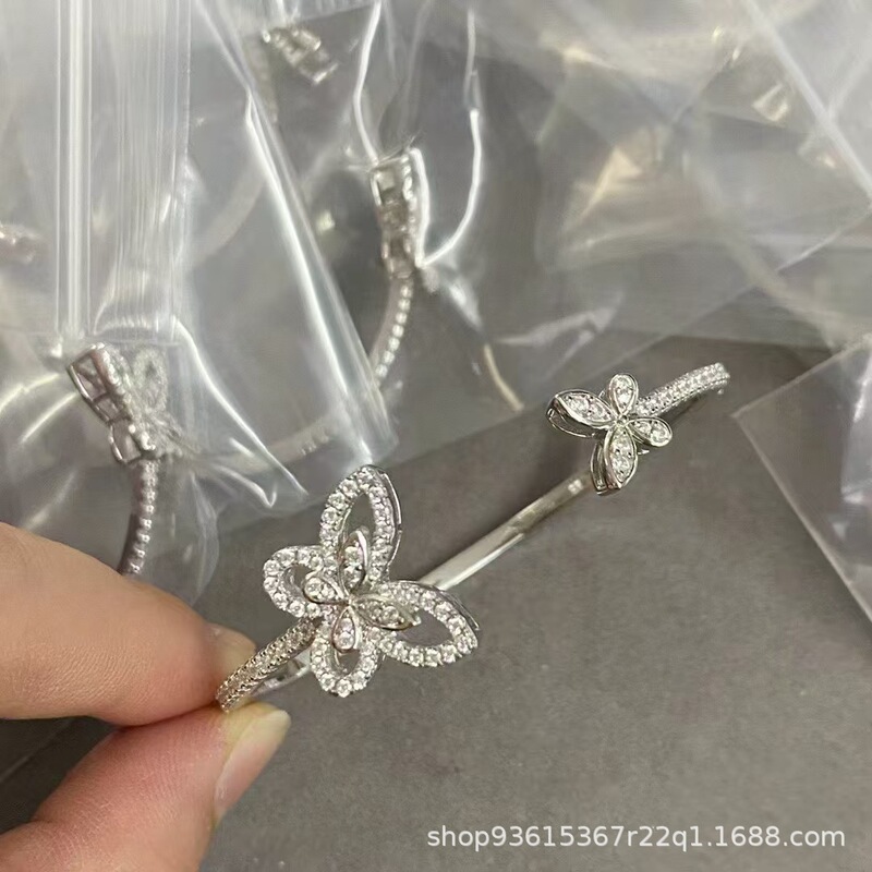 High Version Butterfly Open Full Diamond Bracelet Women's Row of Diamond Double Butterfly Zircon Bracelet with Starry Flash Diamond Bracelet High Version Butterfly Open Full Diamond Bracelet Women's Row of Diamond Double Butterfly Zircon Bracelet with Starry Flash Diamond Bracelet