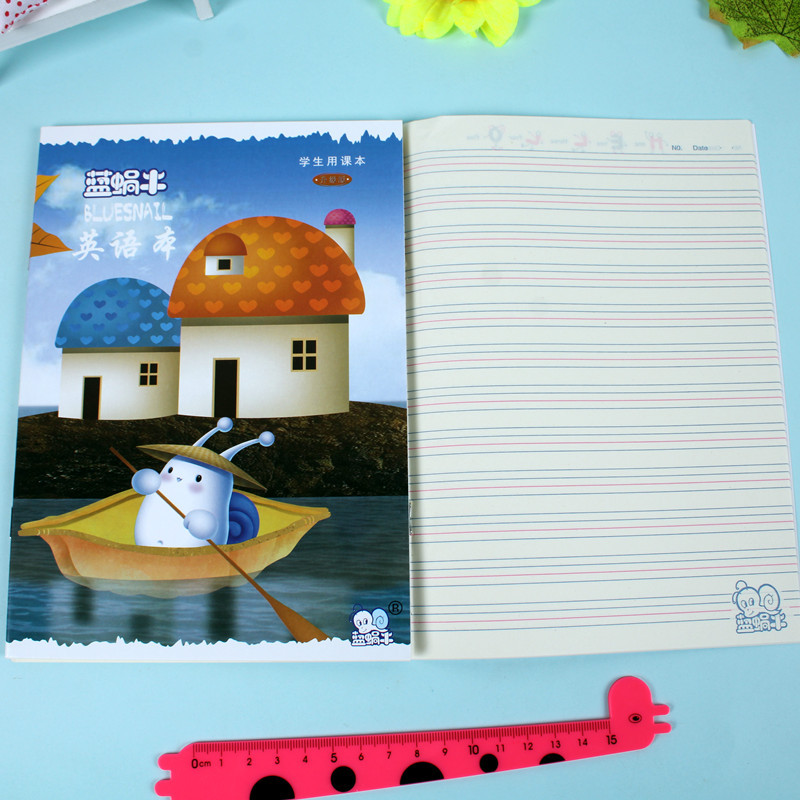 Cuaderno de dibujos animados de caracol azul estudiante de escuela primaria A5 B5 cuaderno de ejercicios libro de texto en inglés