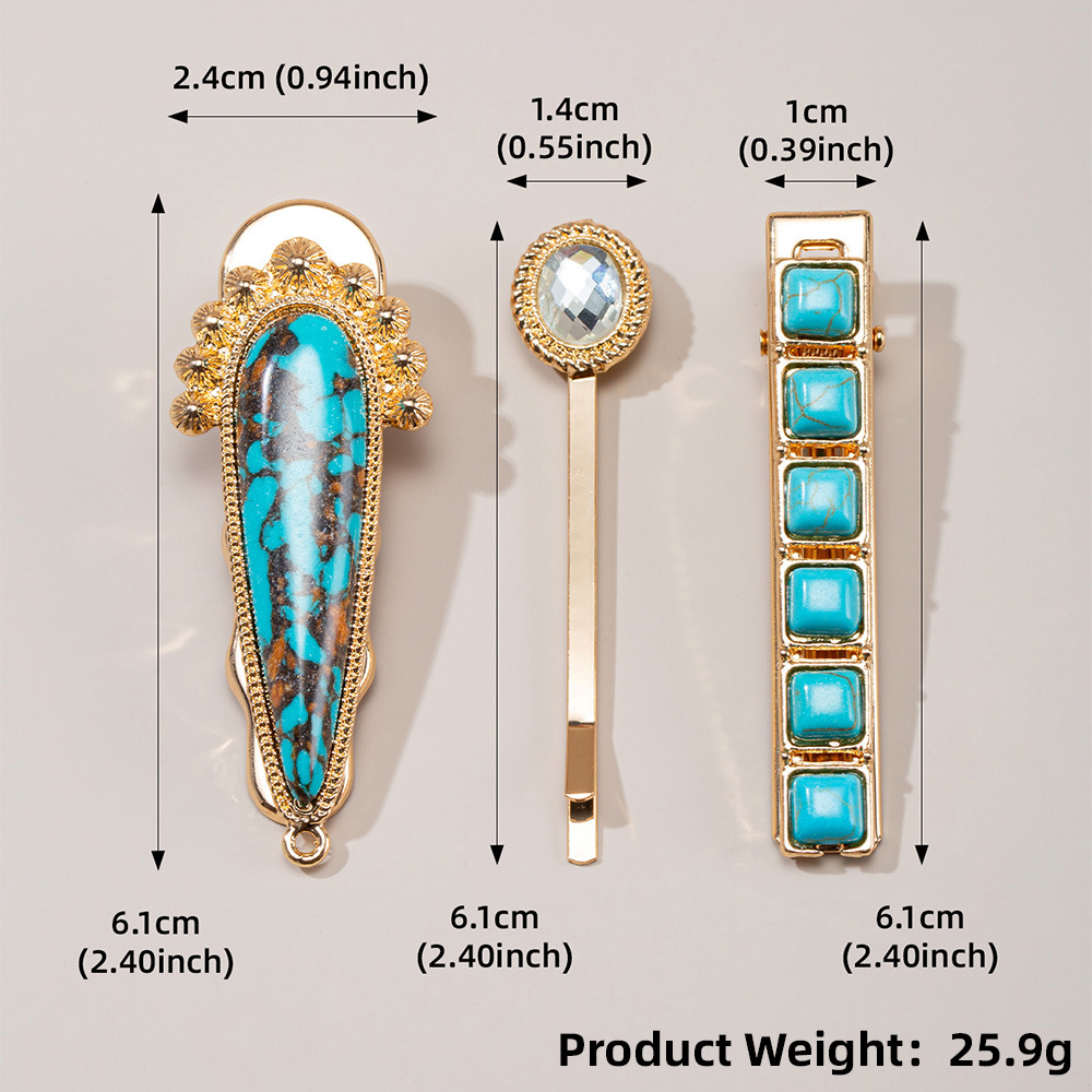 Women's Casual Retro Geometric Alloy Turquoise Plating Hair Clip display picture 8
