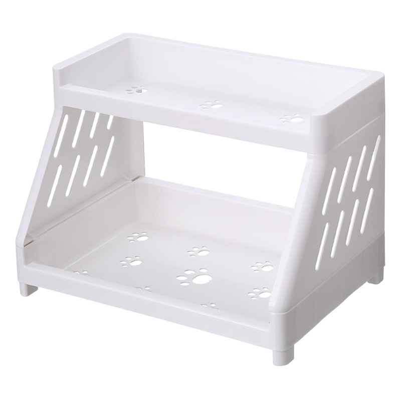 Estante de almacenamiento de escritorio de dibujos animados garra de gato estante de almacenamiento de doble capa cosmética joyería organizador rack baño cocina suministros estante