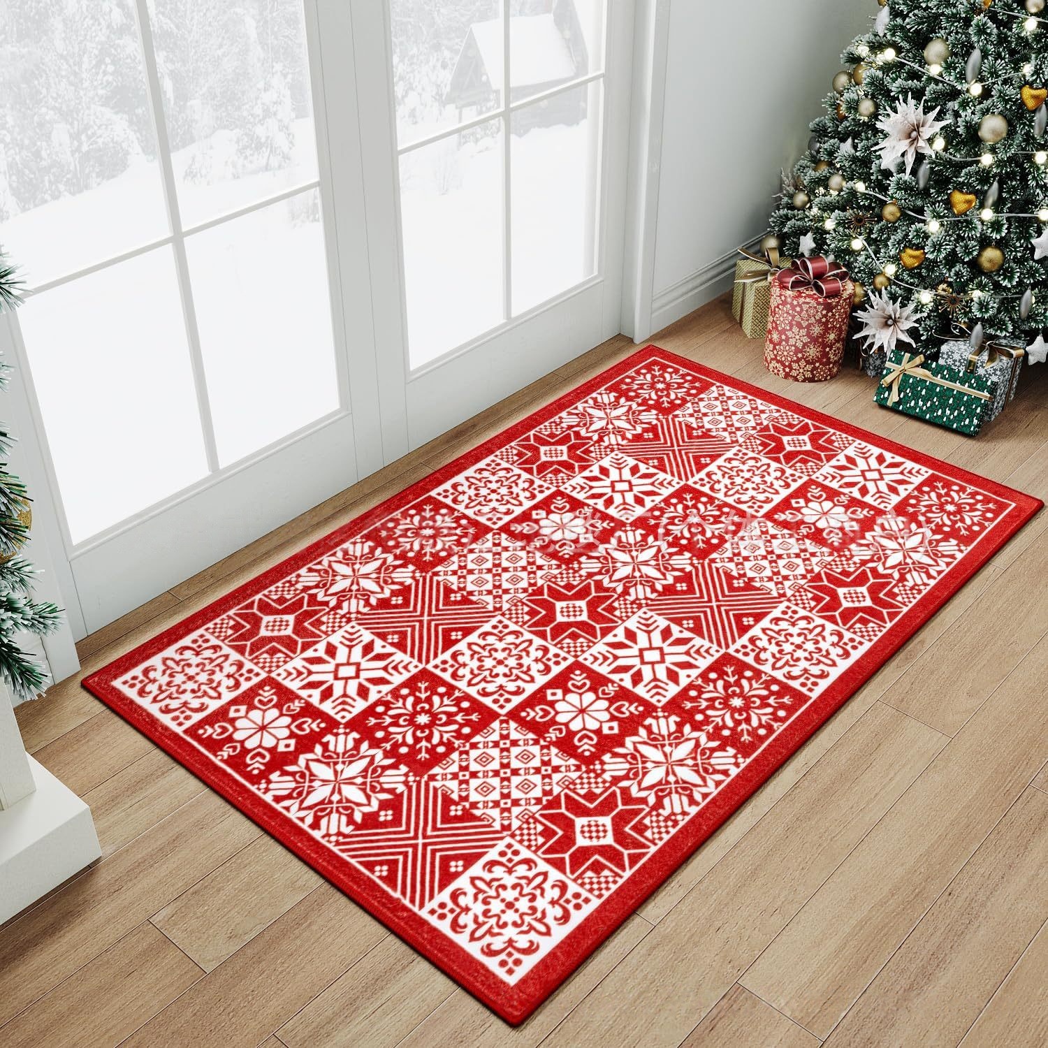 Temu Amazon Christmas Printed Floor Mat Bathroom Non-Slip Water-Absorbent Quick-Drying Foot Mat Entrance Wear-Resistant Decorative Door Mat