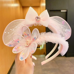 兒童發箍頭紗發卡小女孩可愛粉色頭箍帶齒發滑皇冠蝴蝶結頭飾發箍