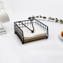 铁艺餐巾座餐厅台立式纸巾座桌面实木纸巾架餐巾分发器餐厅纸巾架