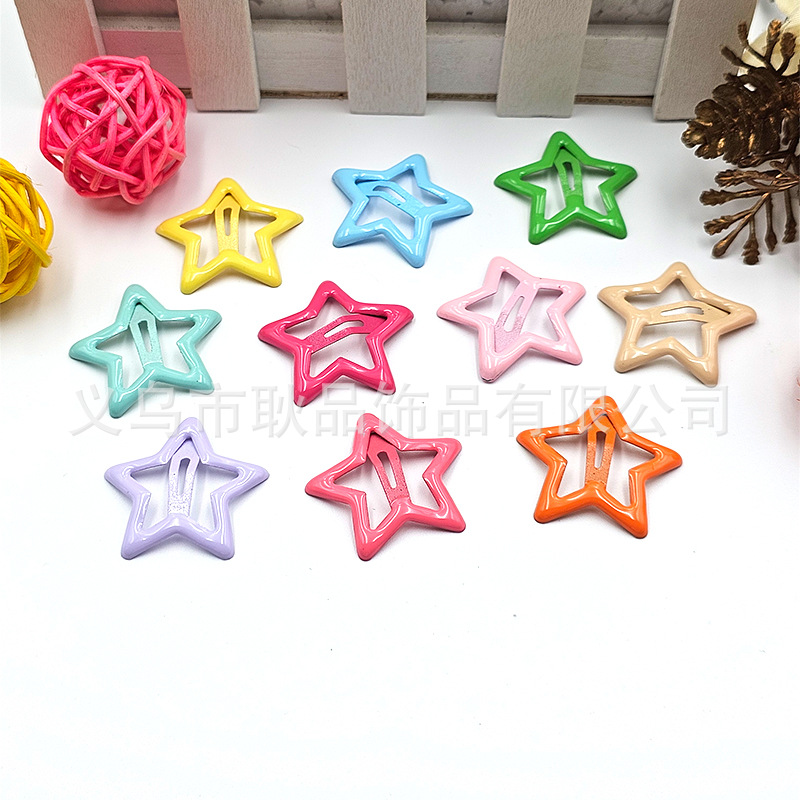 多巴胺五角星发夹儿童可爱星星夹子y2k甜辣风边夹碎发夹少女发饰