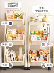 Children's book storage rack, mobile bookshelf, book storage, living room snack rack, display stand with wheels, organizational cart