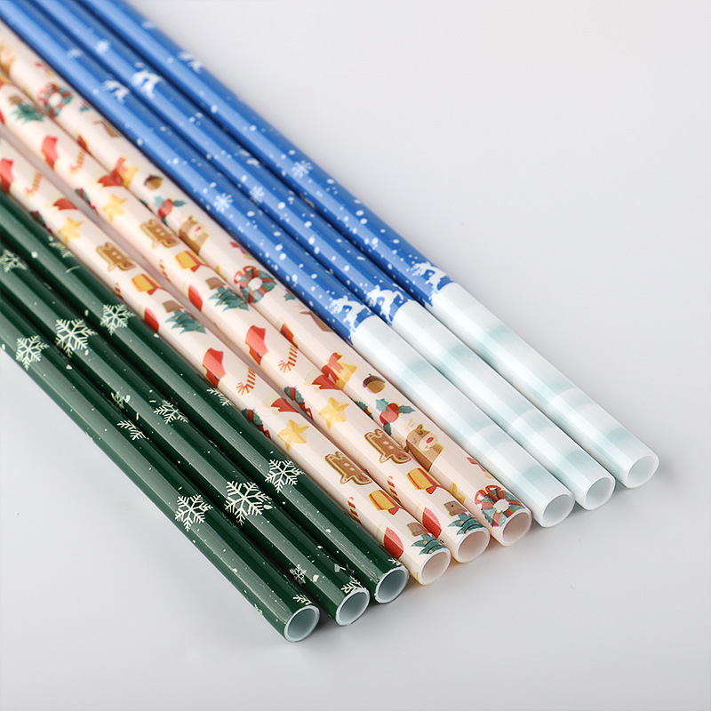 跨境新品印刷吸管圣诞系列吸管PP塑料水杯配套吸管节日派对吸管