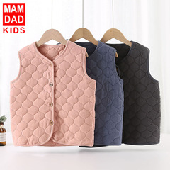 Children's Autumn and Winter Fleece-lined Thick Vest, Warm and Windproof, Unisex Kangjian Cotton Silkworm Silk Cotton Vest Backless