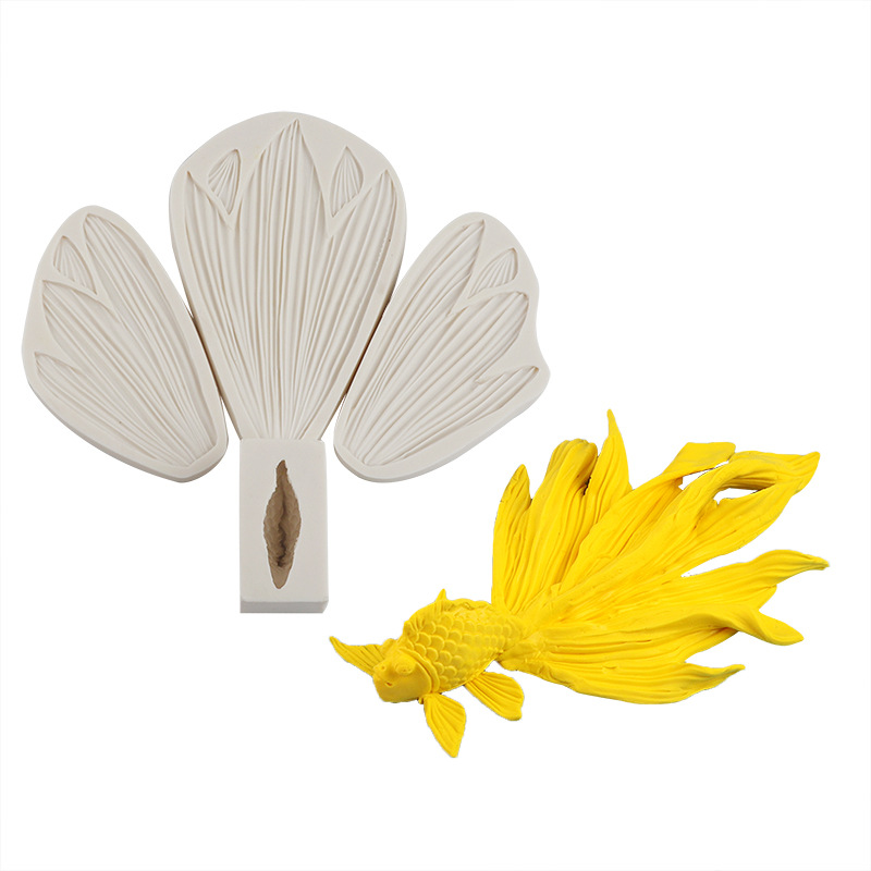 Peces dorados tridimensionales Flor pastelería pan al vapor molde de silicona patrón de pasta pastelería molde de pastel Banquete de cumpleaños molde de pescado decorativo