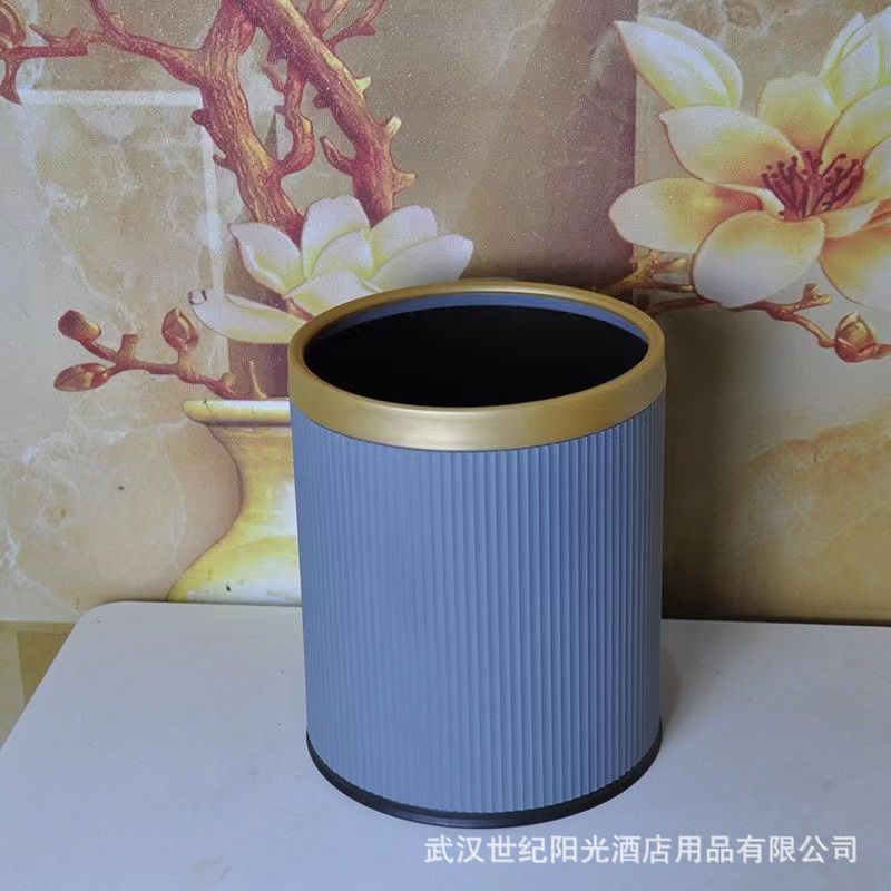 包邮高档双层条纹轻奢风垃圾桶酒店客房物业客厅厨房家居用垃圾桶|undefined