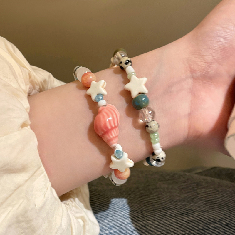 Cross-Border New Summer Fashion Beach Bracelet Versatile and Cute Holiday Conch Star Ceramic Beaded Bracelet Wholesale Cross-Border New Summer Fashion Beach Bracelet Versatile and Cute Holiday Conch Star Ceramic Beaded Bracelet Wholesale