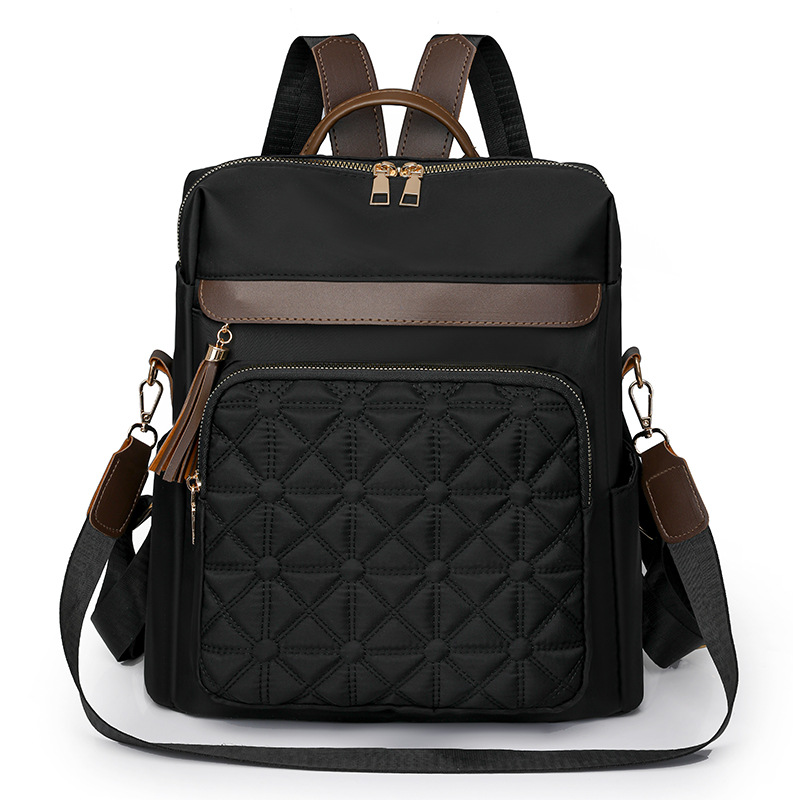 Mochila de nailon multifuncional para mujer 2024 nuevo estilo casual mochila de viaje de viaje línea de bordado de moda mochila escolar de gran capacidad