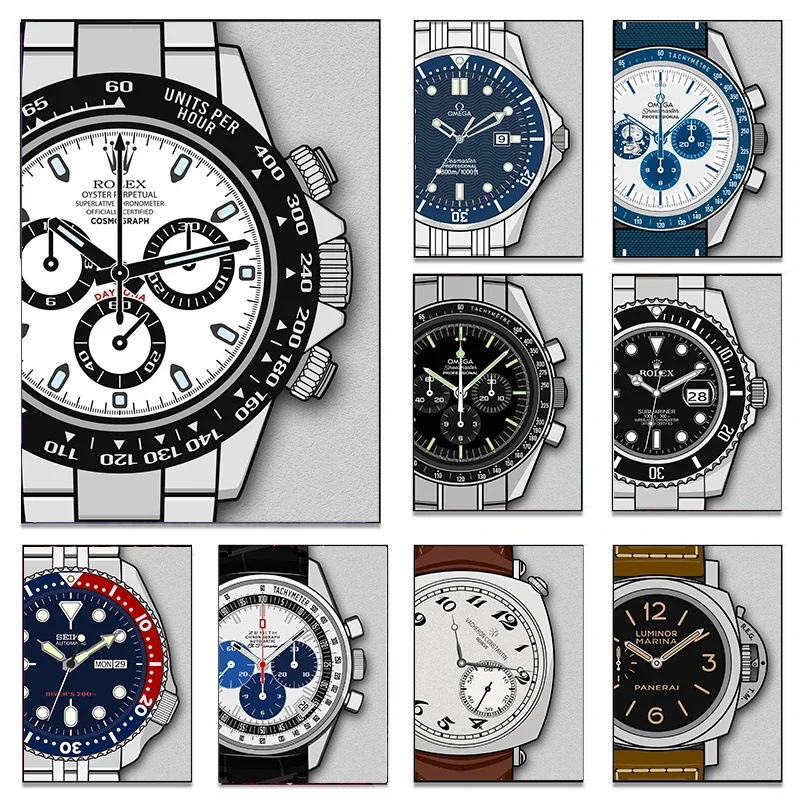 Hombres frescos relojes de lujo fabricantes de pintura al por mayor para imprimir carteles de comercio exterior suministro de camarón