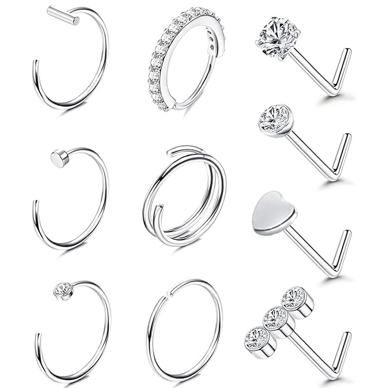 Silver pointed spike labret stud material detail