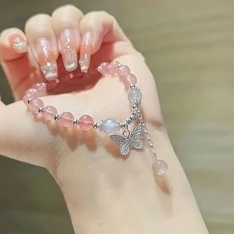 Armband mit Erdbeer-Kristallen für Damen – ein echter Hingucker! Glücksbringer-Armband mit Pfirsichblüten-Motiv, das zum Erfolg und zur Karriere beiträgt – das perfekte Geschenk für_voghion.com
