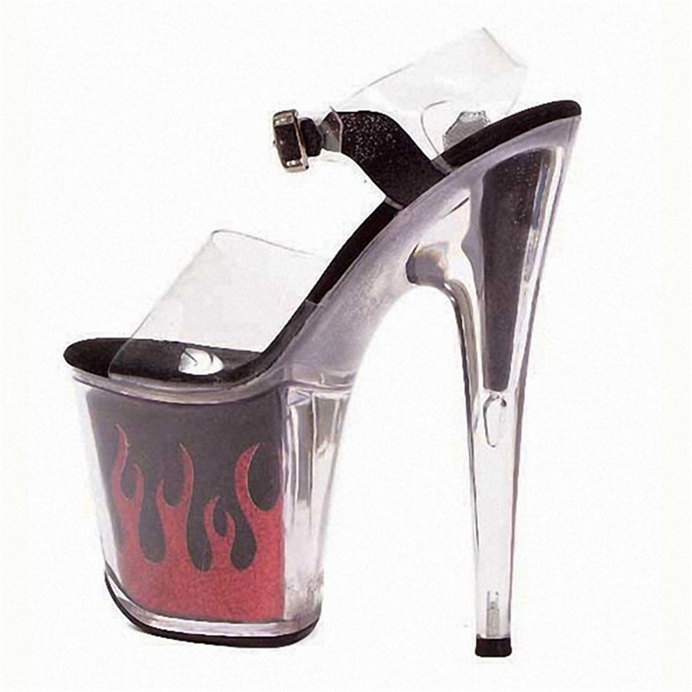 20cm una palabra con sandalias negras transparentes para mujeres nuevas vestiduras de verano de moda universal tacones delgados zapatos de nicho