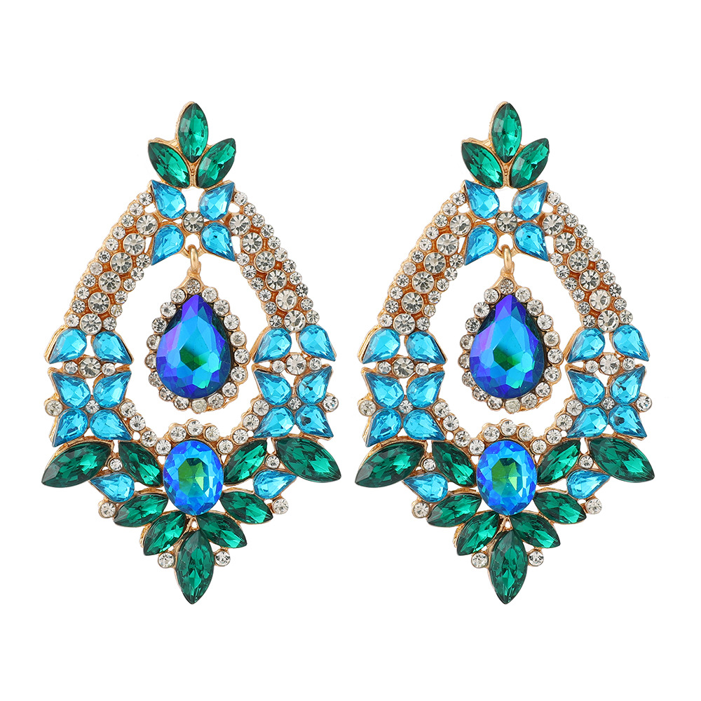 Daily Occasion Alloy Material Retro Geometric Alloy Tassel Plating Inlay Artificial Gemstones Women's Earrings 1 Pair
