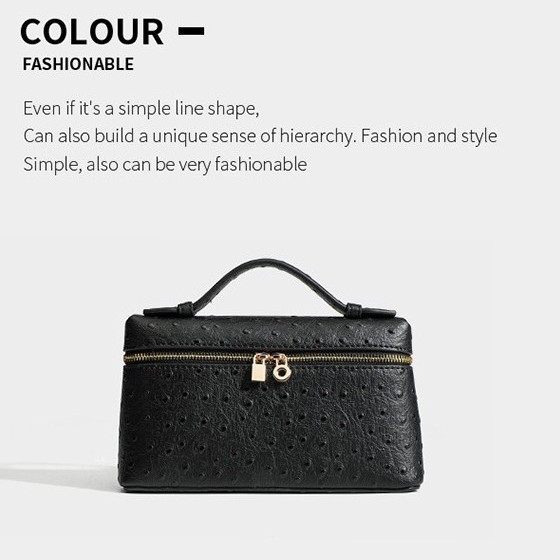 Small Square Box Lunch-Style Genuine Leather Handbag 2025 New Ostrich Grain Makeup Box Fashion Shoulder And Crossbody Bag For Women - Thumbnail 3