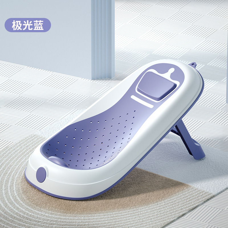 Soporte de baño de corona, baño de bebé, soporte de baño de temperatura para bebé, cama de baño de goma blanda plegable, bolsillo de red para recién nacidos