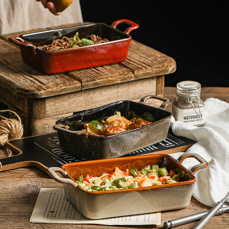 horno de cerámica de doble oreja horno de queso casero restaurante horno de microondas horno creativo horneado cerámica transfronteriza