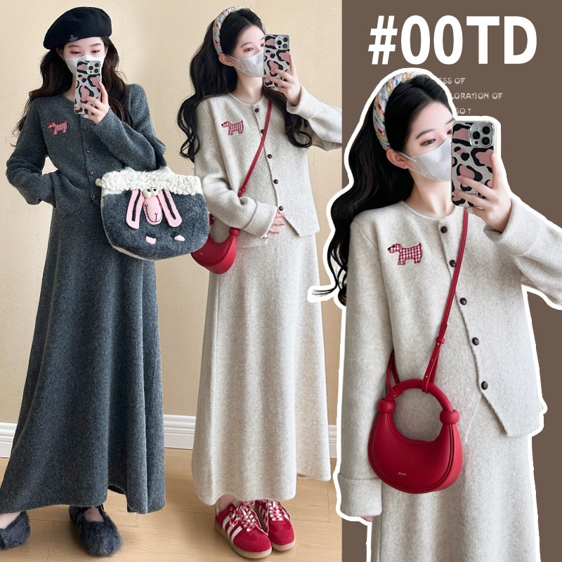 Pregnant Women's Autumn suit Fashion Mom's New Pregnancy Wear High-end Top Autumn Skirt Two-piece Set for Autumn and Winter Pregnant Women's Autumn suit Fashion Mom's New Pregnancy Wear High-end Top Autumn Skirt Two-piece Set for Autumn and Winter