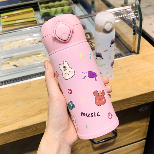 304 stainless steel cartoon literary insulated cup Korean style cute student portable tea and water cup fresh couple cup
