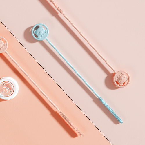 Straw brush, bottle cleaning brush, slender silicone small brush for cleaning straws, straw cup brush set, thick and long hair