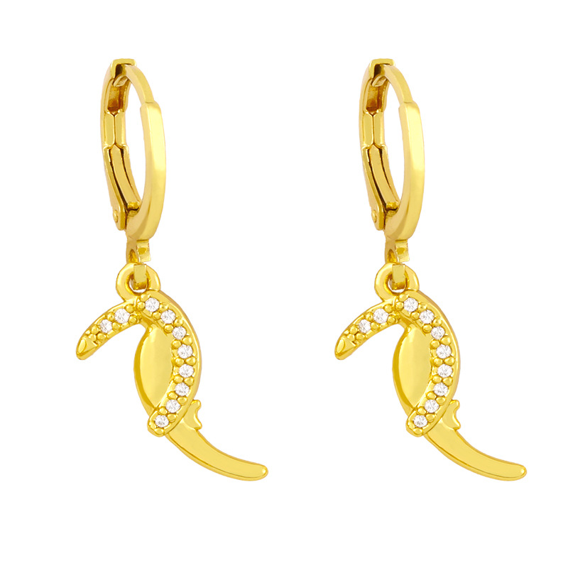 Korean Fashion Personality Simple Bee Parrot Zircon Earrings display picture 5