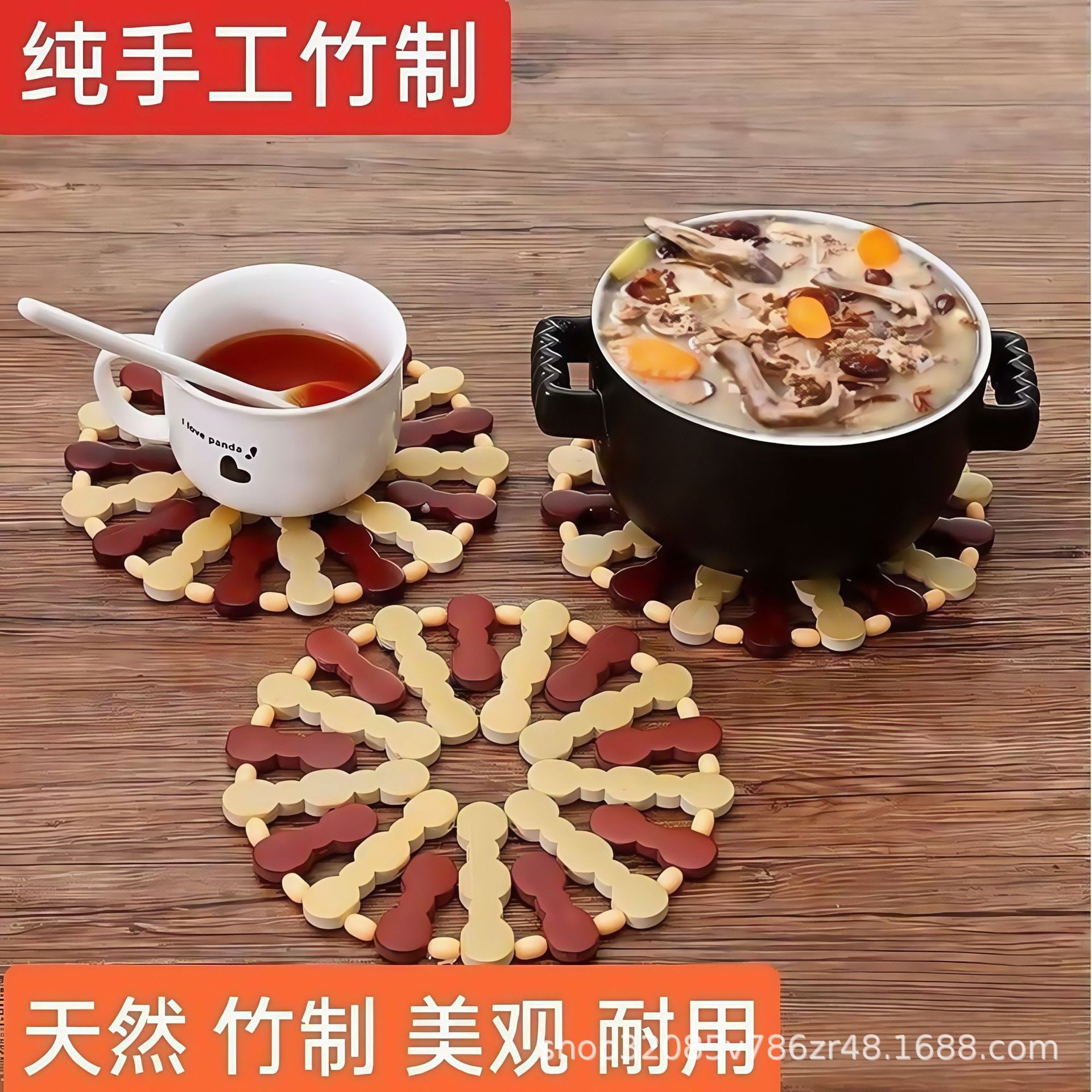 Bamboo Dish Mats, Heat-Insulating Mats, Dining Table Mats, Cup Mats, Bowl Mats, Anti-Scalding Pot Mats, Plate Mats, Bamboo Mats for Home Use, Wholesale in Stock