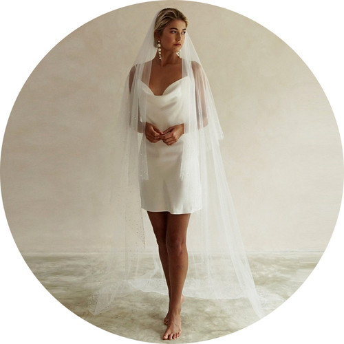 Ulapan Korean style wedding double layer veil wedding dress accessories clothing bride retro pearl veil beading V171