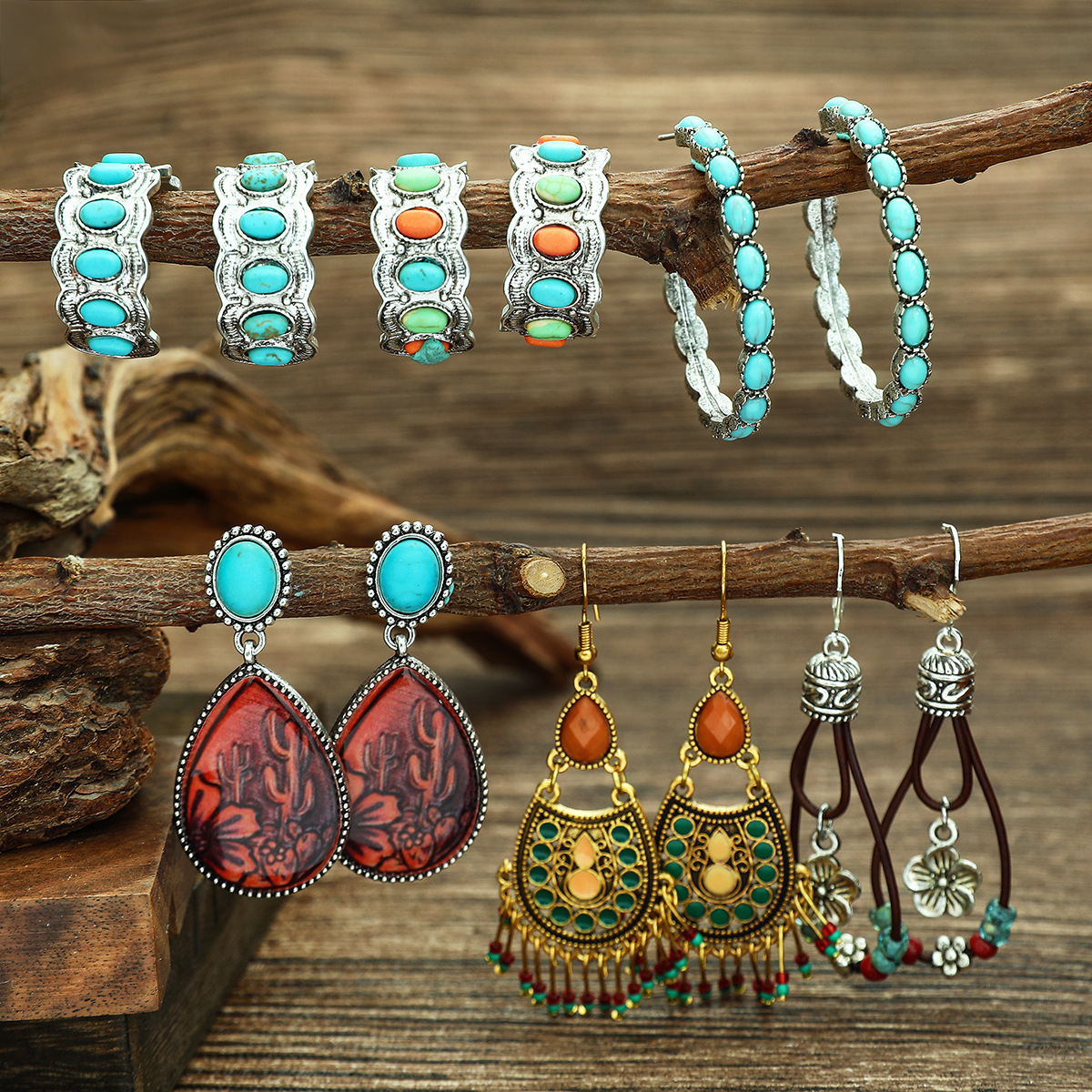 Böhmische Vintage Ohrhänger Mit Türkis Hochwertiger Nischenschmuck_voghion.com