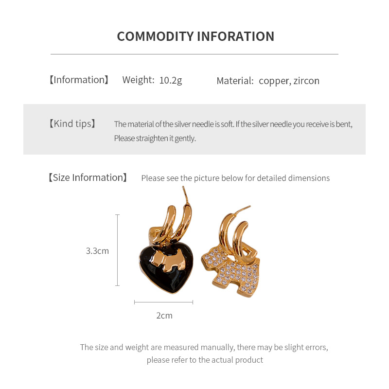 Ear Studs Classification 1 Pair Elegant Heart Shape Asymmetrical Copper Zircon Ear Studs