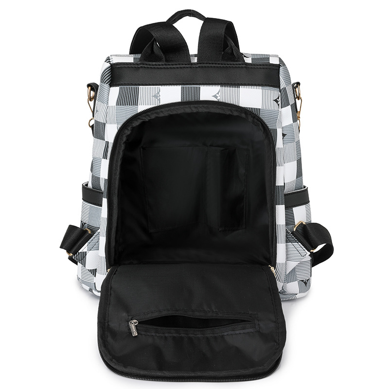 Mochila antirrobo de cuero suave de doble uso para mujer 2024 nuevo estilo coreano casual para mujer mochila bolso de viaje a cuadros de moda