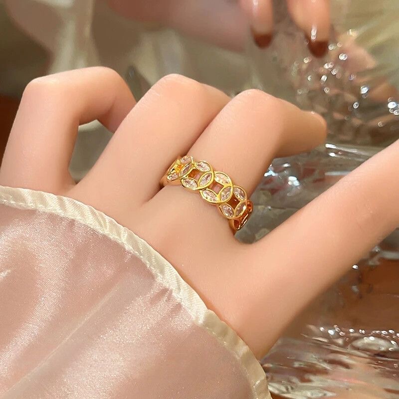 新中式满钻钱多多戒指女款轻奢高级感小众百搭设计感铜钱招财指环|undefined