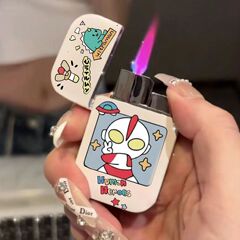 【Dropshipping】Agate Dog Kitty Cat Internet Celebrity Lighter Cute Cartoon Pink Flame Creative Windproof