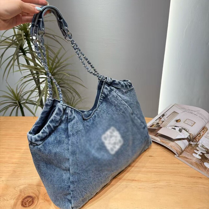 Luojia Denim Classic Vintage Style Travel Shoulder Bag for Women, Lazy Style Large Capacity Shopping Bag, Cross-Border Luojia Denim Classic Vintage Style Travel Shoulder Bag for Women, Lazy Style Large Capacity Shopping Bag, Cross-Border