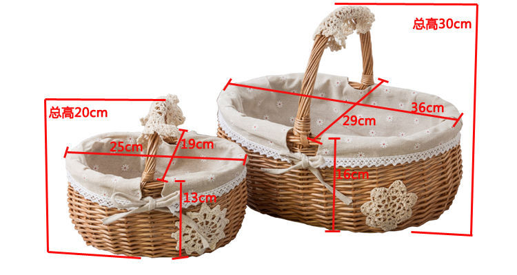 野餐篮收纳藤编竹编手工柳编篮  水果面包鲜花礼品收纳筐 购物篮详情1