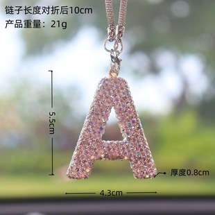 Cross-Border Foreign Trade Letter Clay Car Interior Accessories Pendant Women's Rhinestone Car Rearview Mirror Pendant Pendant
