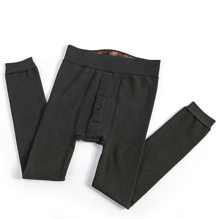 秋冬加绒加厚保暖护腰打底裤弹力修身加肥加大一体裤男士保暖裤