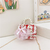 Red oolong tea Da Hong Pao, children's cute chain with bow from pearl, shoulder bag, wallet, Chanel style