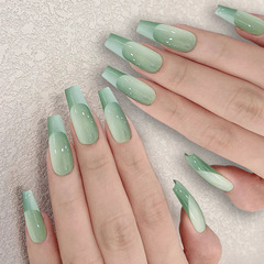 Solid Color Nail Art Sheet, Green Gradient French Manicure, Removable Nail Sticker, Cat-Eye Nail Art Sheet