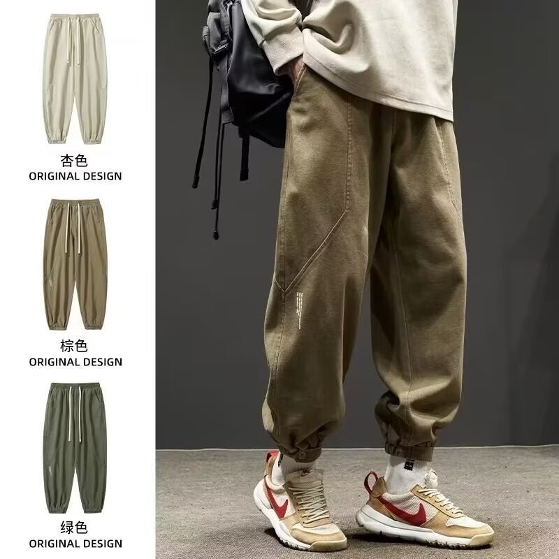 American retro high street overalls men's straight wide leg casual pants 2022 new fashion trend ins pants