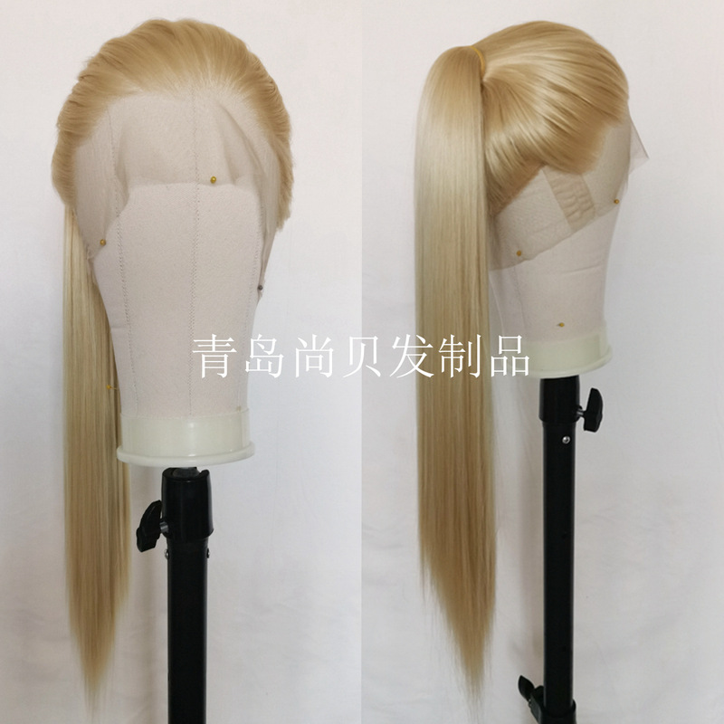 # 613 Full Lace Hand-Crocheted Long Straight Hair Wig, High-Temperature Fiber, Free Parting Cosplay Wig, Dropshipping Available