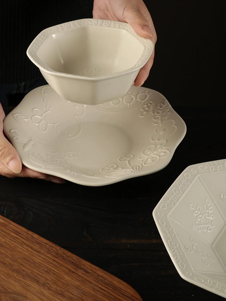 Plate-feeling dinner plate, particularly nice-looking plate, ceramic plate, household deep-dish dessert plate, flat plate