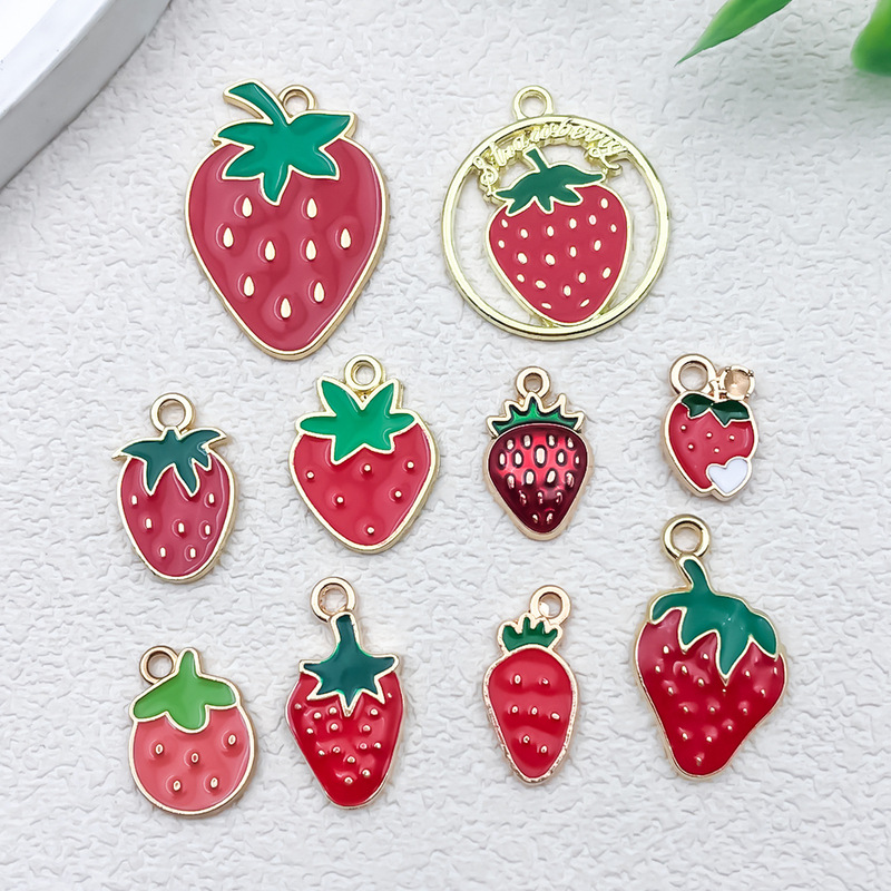 DIY 合金ジュエリーアクセサリー KC ゴールドドリップオイル合金イチゴフルーツペンダントキーホルダーイヤリングネックレスペンダント|undefined