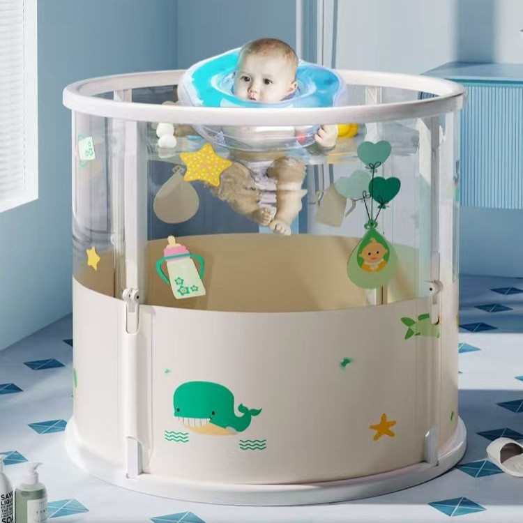 Cubo de baño, bañera de piscina para el hogar, cubo de baño para bebés translúcido, bañera plegable, natación para bebés para niños