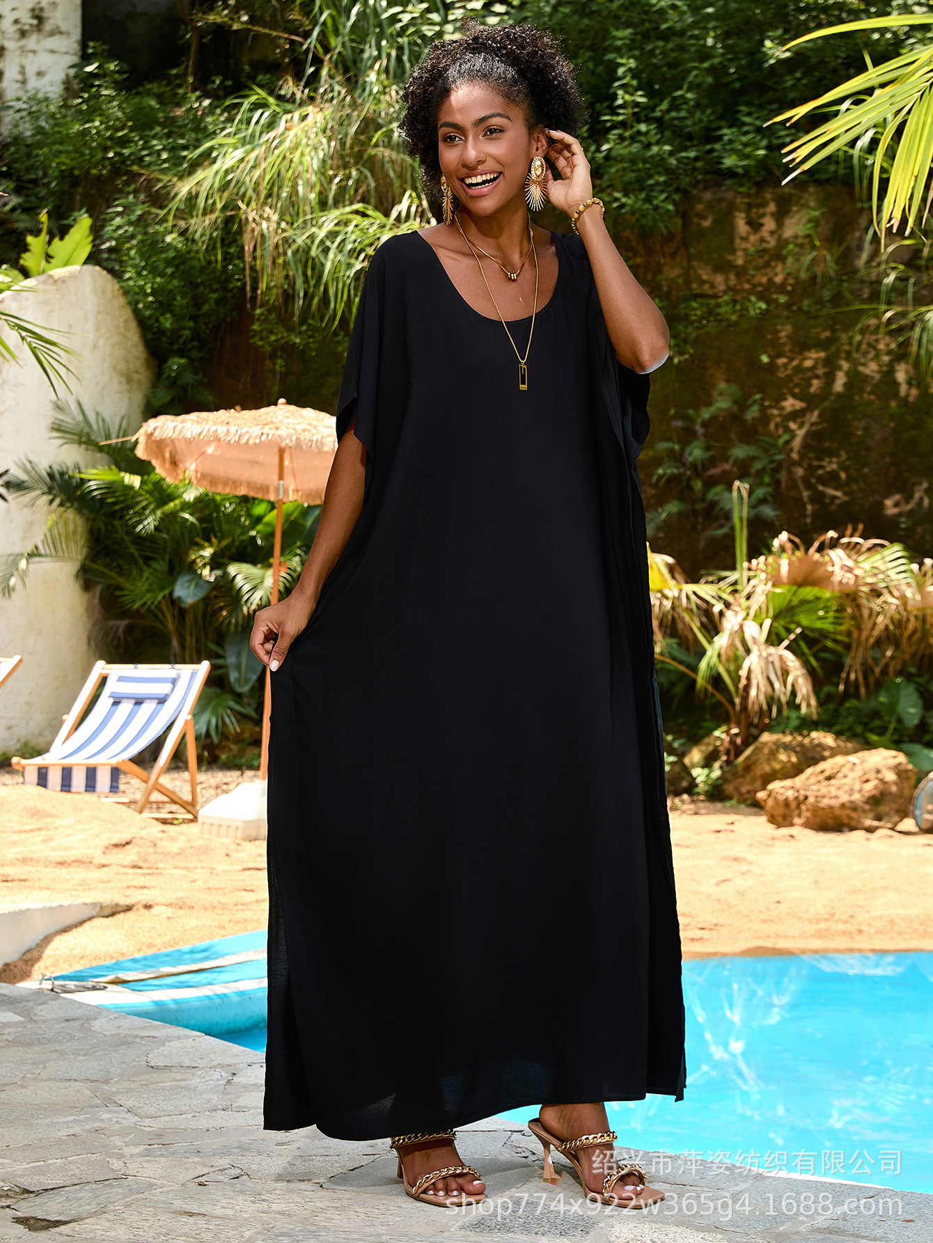 2025 nueva camisa de playa de algodón transfronteriza europea y americana de vacaciones suelta vestido de tamaño grande bikini camisa M - 1