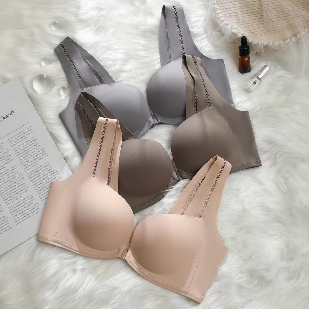 6308 pequeño pecho empuja hacia arriba el sujetador grande frente hebilla belleza espalda sin anillo de acero sin costuras brillante sujetador ropa interior para mujeres verano