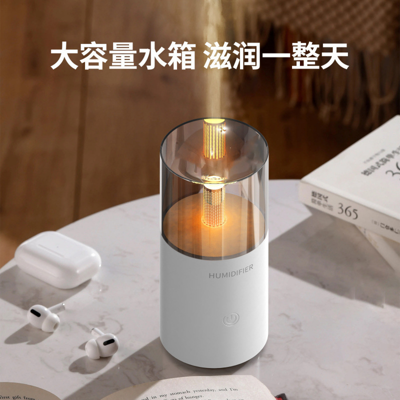 新品烛光车载香薰机复古氛围灯水性精油家用办公加湿器迷你香氛机|undefined
