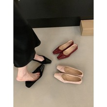法式内增高粉色晚晚单鞋女鞋子2025新款秋季复古红色浅口飘鞋